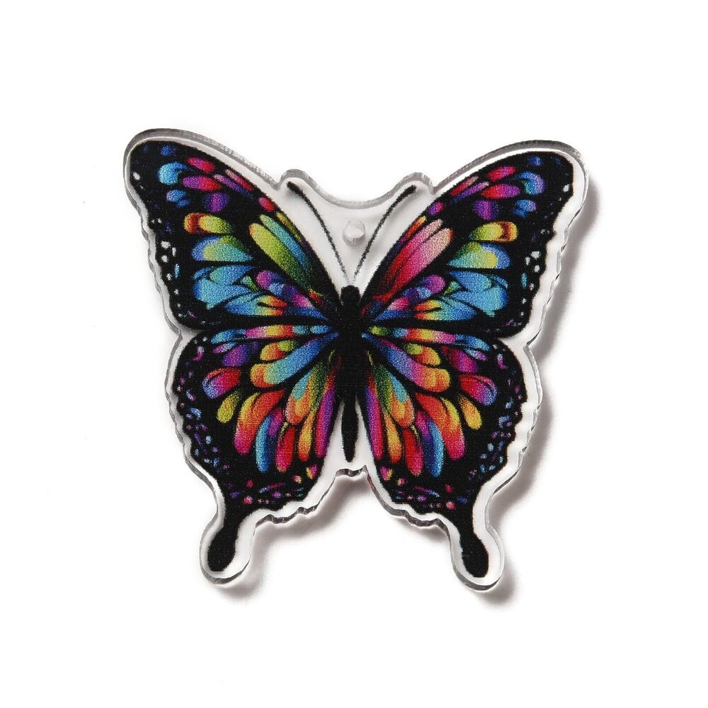 1902 30 pcs Colorful Butterfly Acrylic Charms Insect Animals Spring Theme
